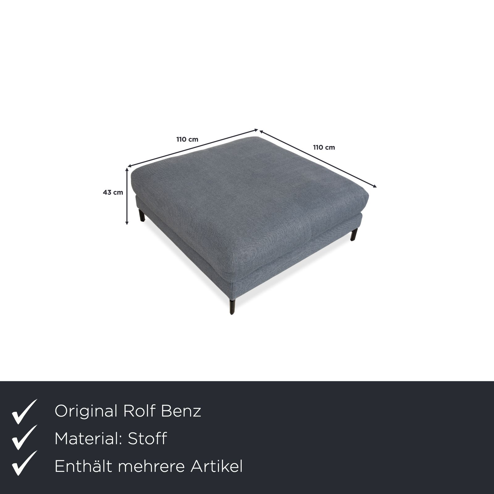 Rolf Benz Nuvola Stof 2x Lounger Met Voetenbank Grijs Blauw Antraciet photo for sale