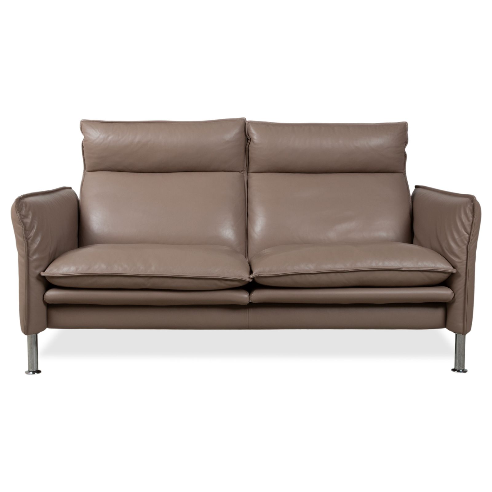 Erpo Porto Set: leren driezitter, tweezitter, fauteuil, 2x voetenbank, bruin taupe, manuele functie, bank photo buy