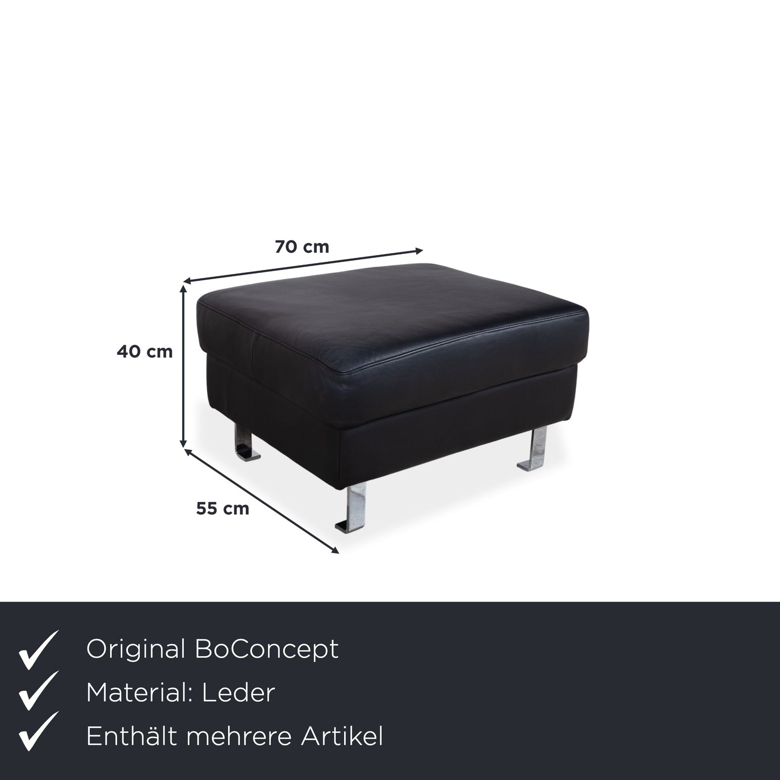 Boconcept Indivi Set Leather Two Seater Stool Black Couch photo for sale
