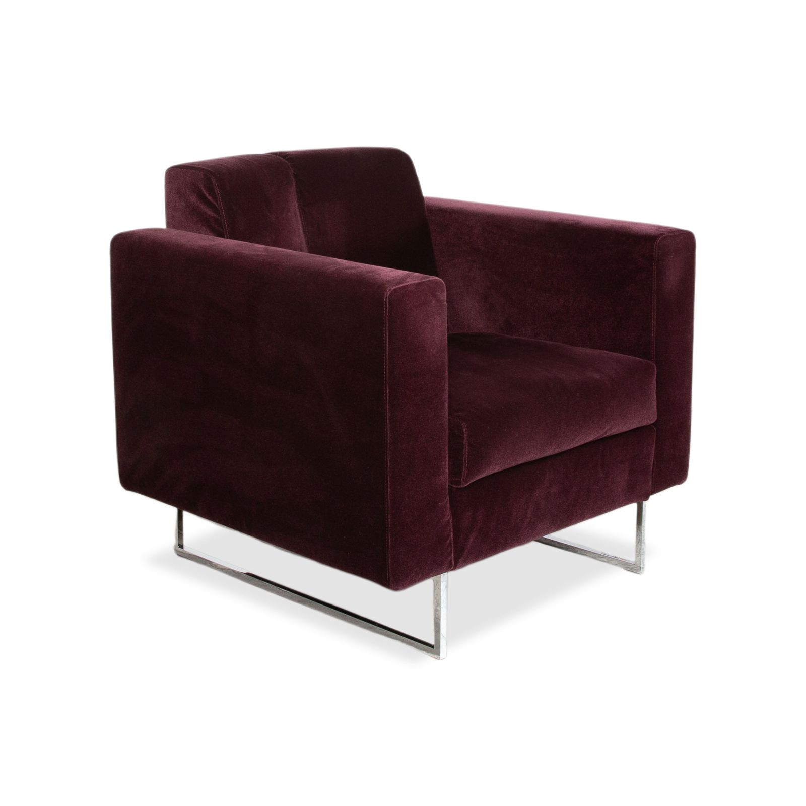 Ensemble canapé Brühl Embrace en velours violet aubergine, chrome, fonction manuelle photo buy