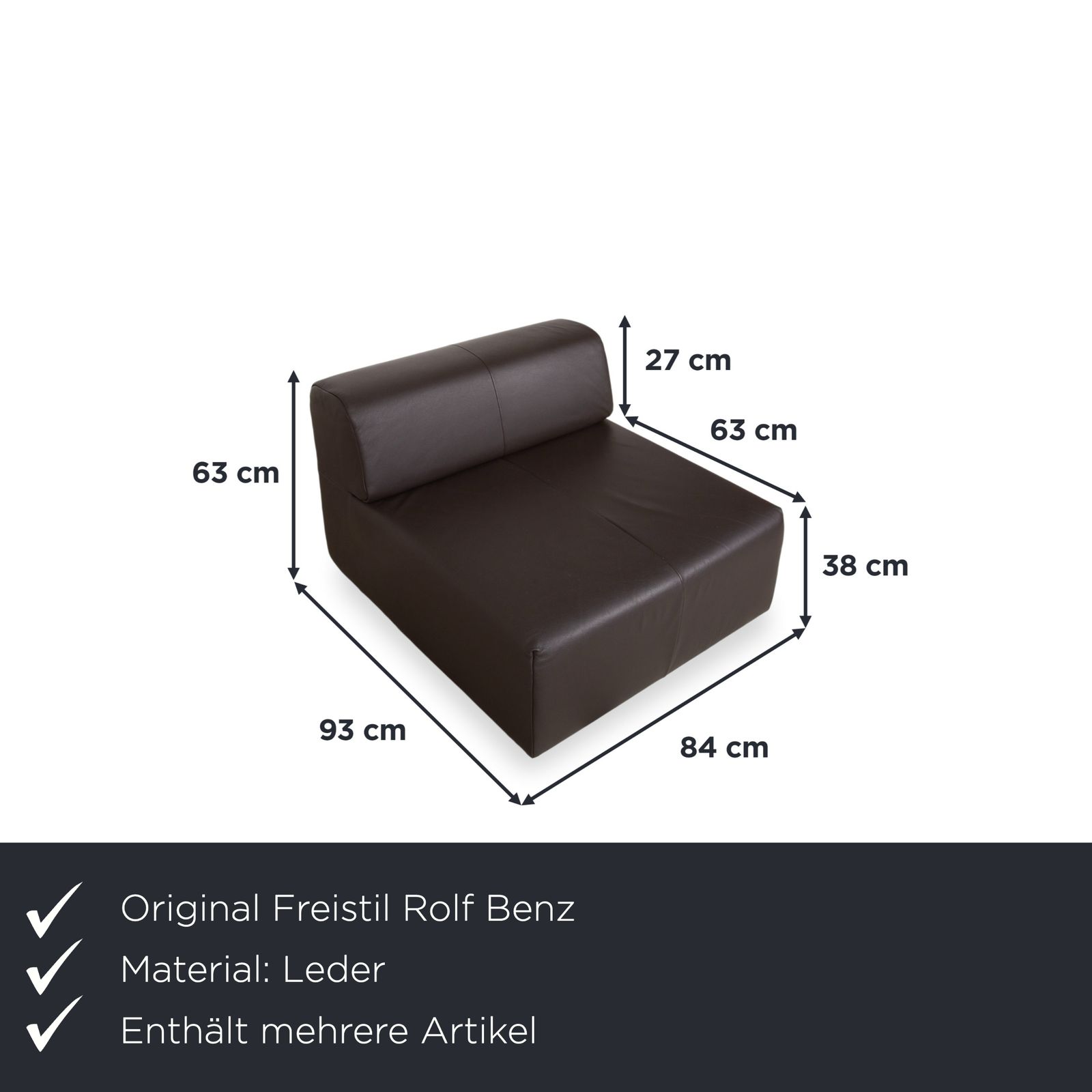 Lot de 3 fauteuils Rolf Benz Freistil 185 en cuir marron moka photo furniture