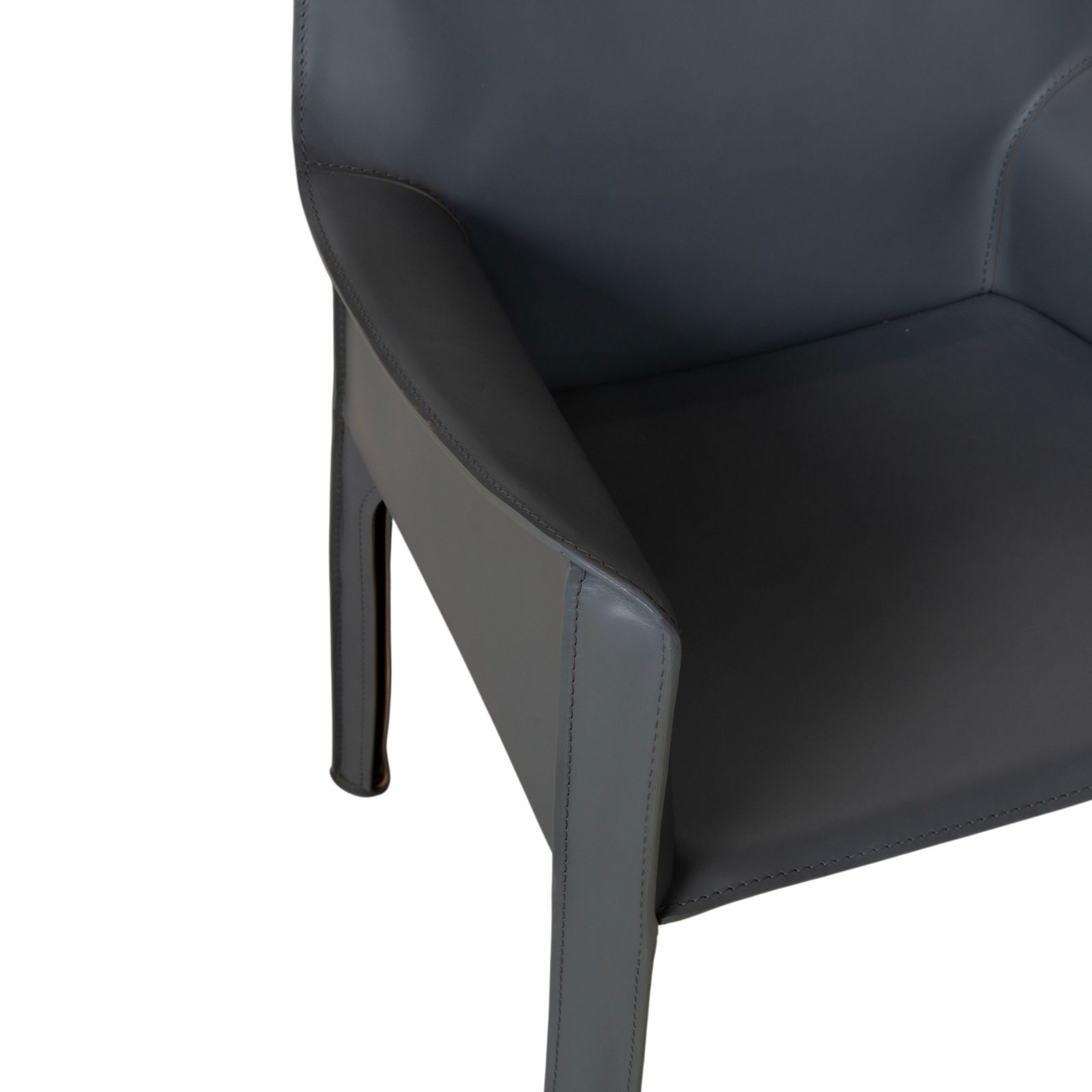 Lot de 8 chaises Cassina Cab 413/412 en cuir gris, Mario Bellini, cuir pleine fleur photo vintage