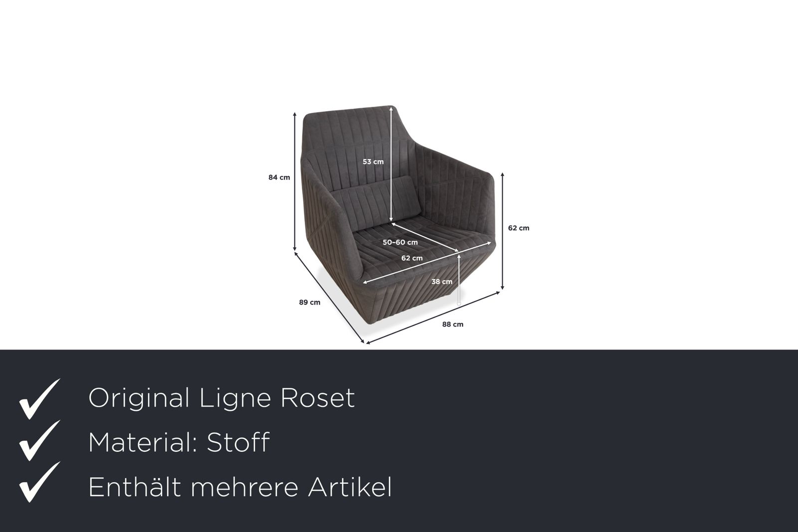Ligne Roset Facet Fabric 2x Fauteuils En Set, Grijs photo furniture