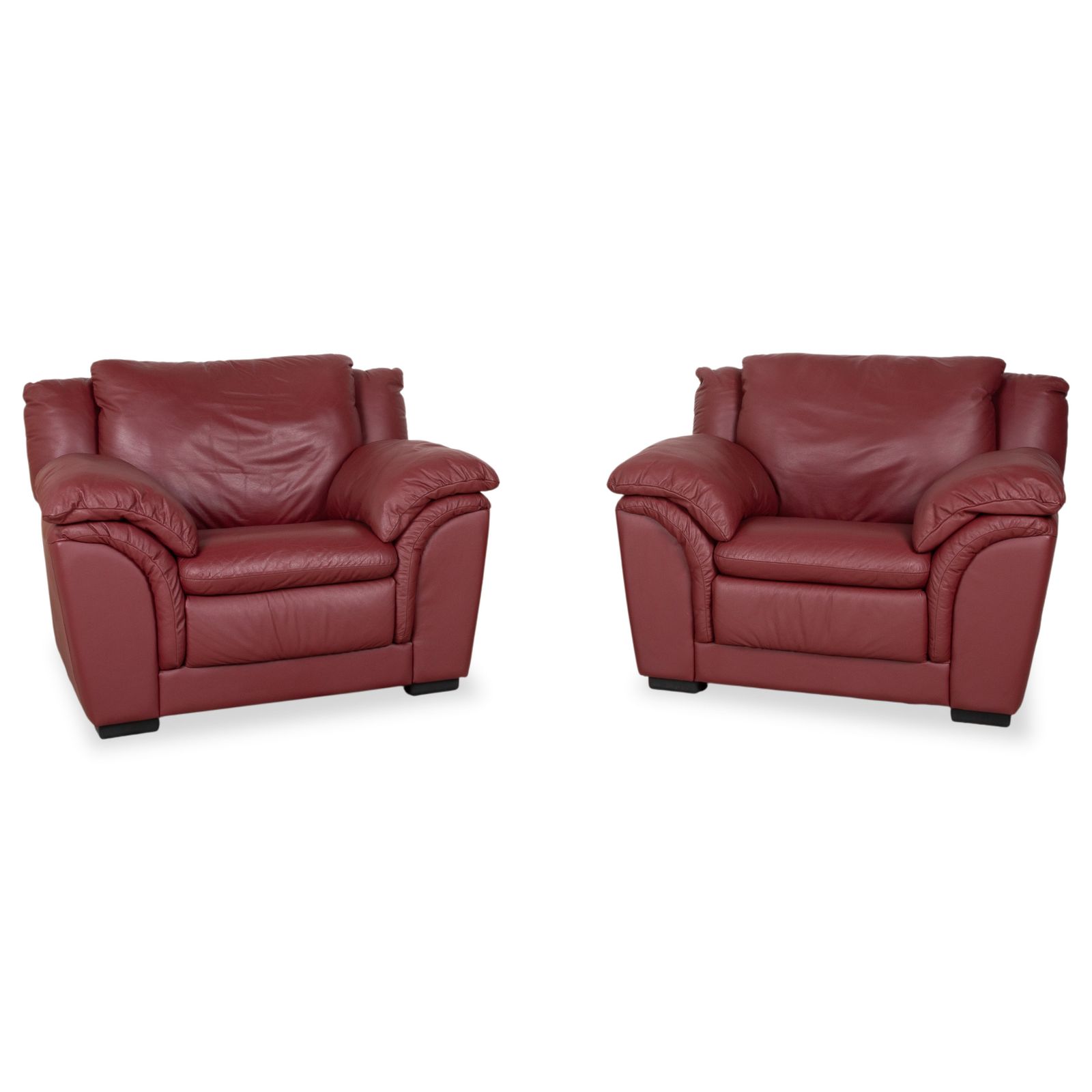 Ensemble de 2 fauteuils en cuir rouge Natuzzi