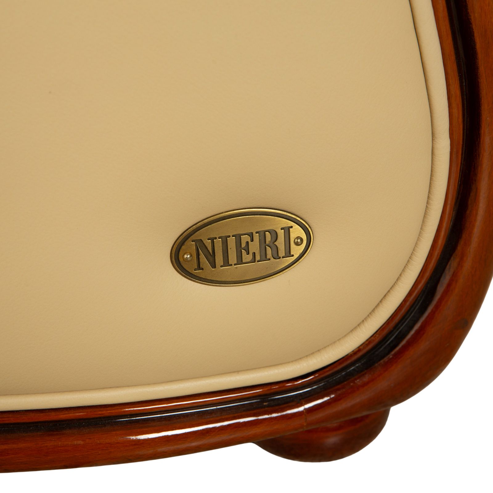 Mobilier Canapé Nieri en cuir et bois, 3 places et 2 places, crème et brun photo