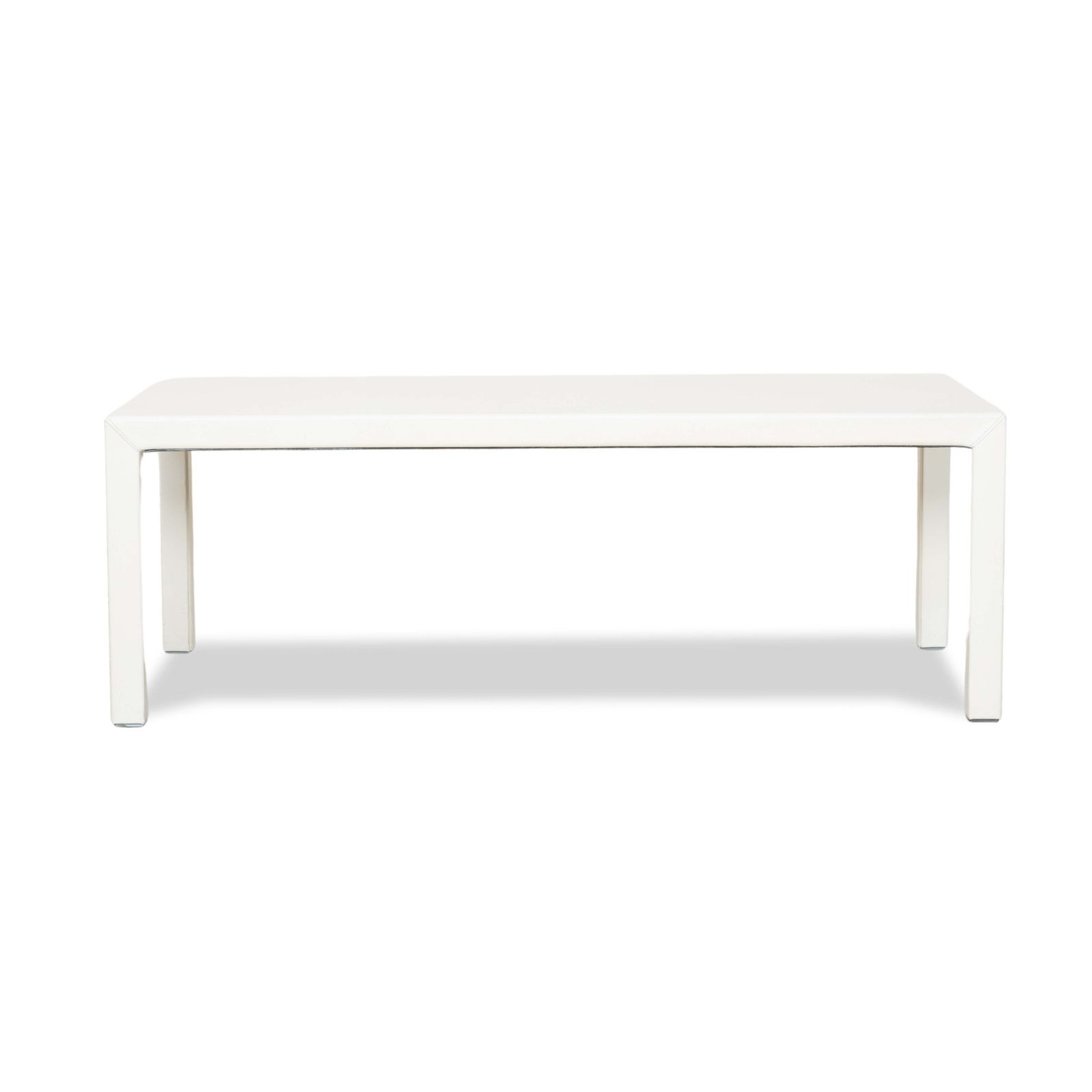 photo for sale Canapé d'angle Minotti Hamilton en cuir, méridienne droite à fonction manuelle, avec table basse en cuir blanc