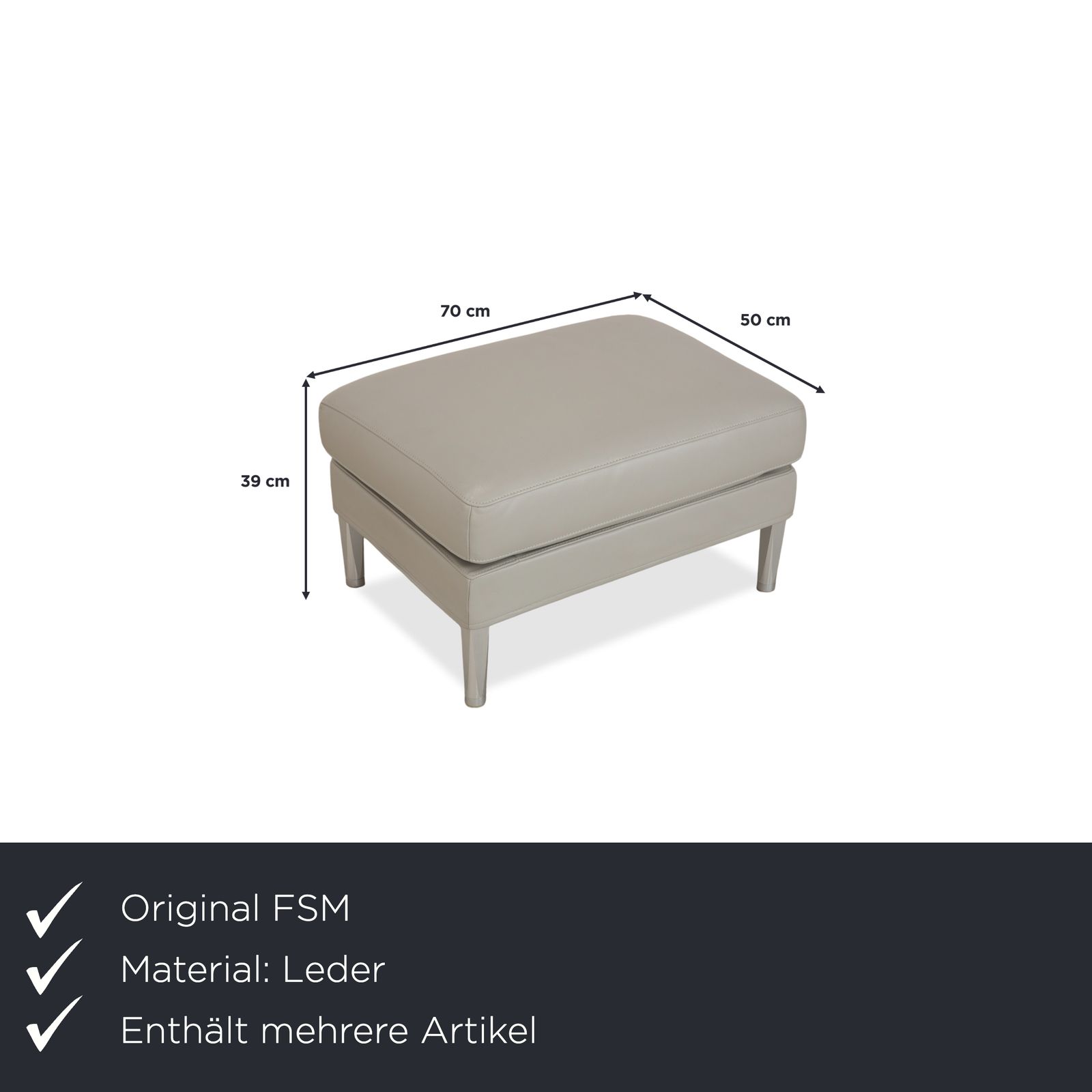 Fsm Clarus Leather Three Seater Ottoman Grey Pebble Couch Manual Function photo for sale