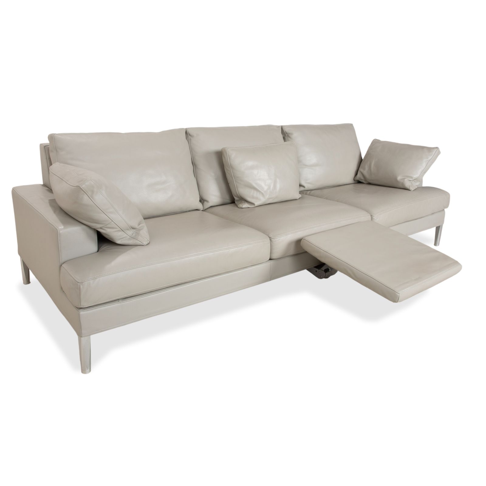 Fsm Clarus Leather Three Seater Ottoman Grey Pebble Couch Manual Function photo 5006.0