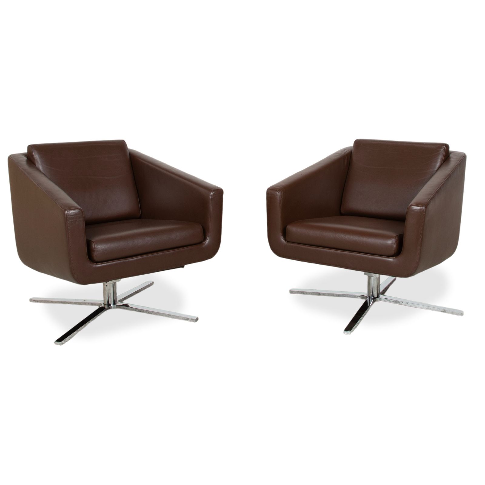 Fsm Pavo Leather Chrome Armchair Set Brown Manual Function Reclining Function
