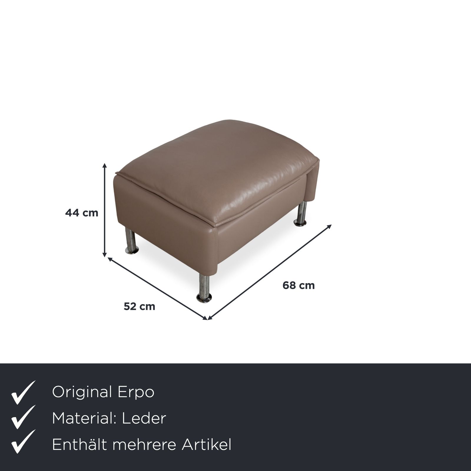 Tabourets Erpo Porto en cuir, lot de 2, brun taupe photo furniture