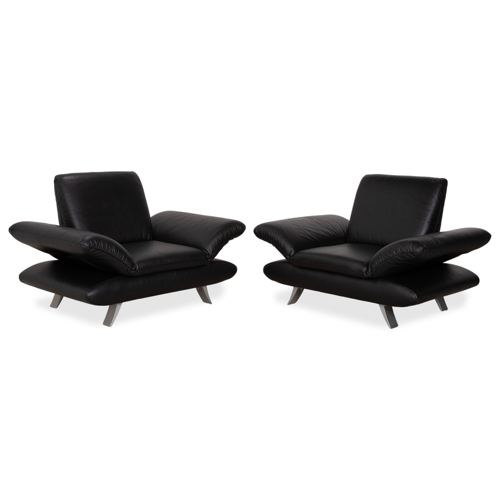 Koinor Rossini Leren Fauteuil Set Zwart Manuele Functie