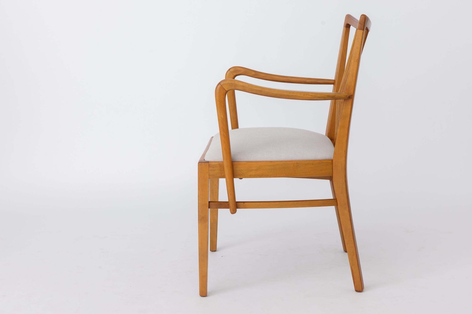 Vintage 1950s German Armchair | Solid Beech Wood | Newly Upholstered Chair photo 313.0