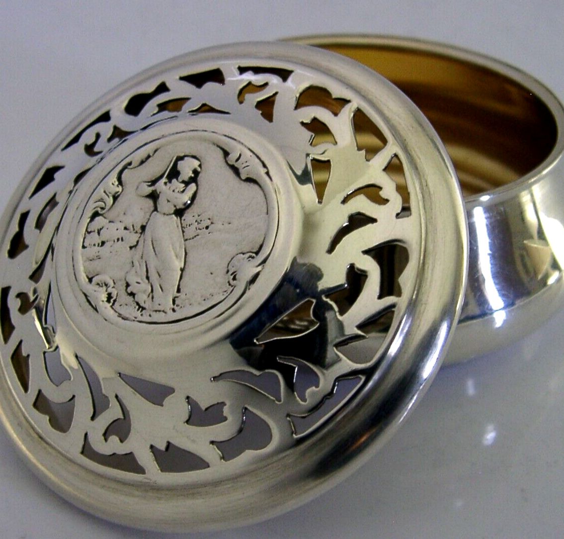 Zeldzame sterling zilveren lavendeldoos, 1904, antiek, dame golft photo furniture