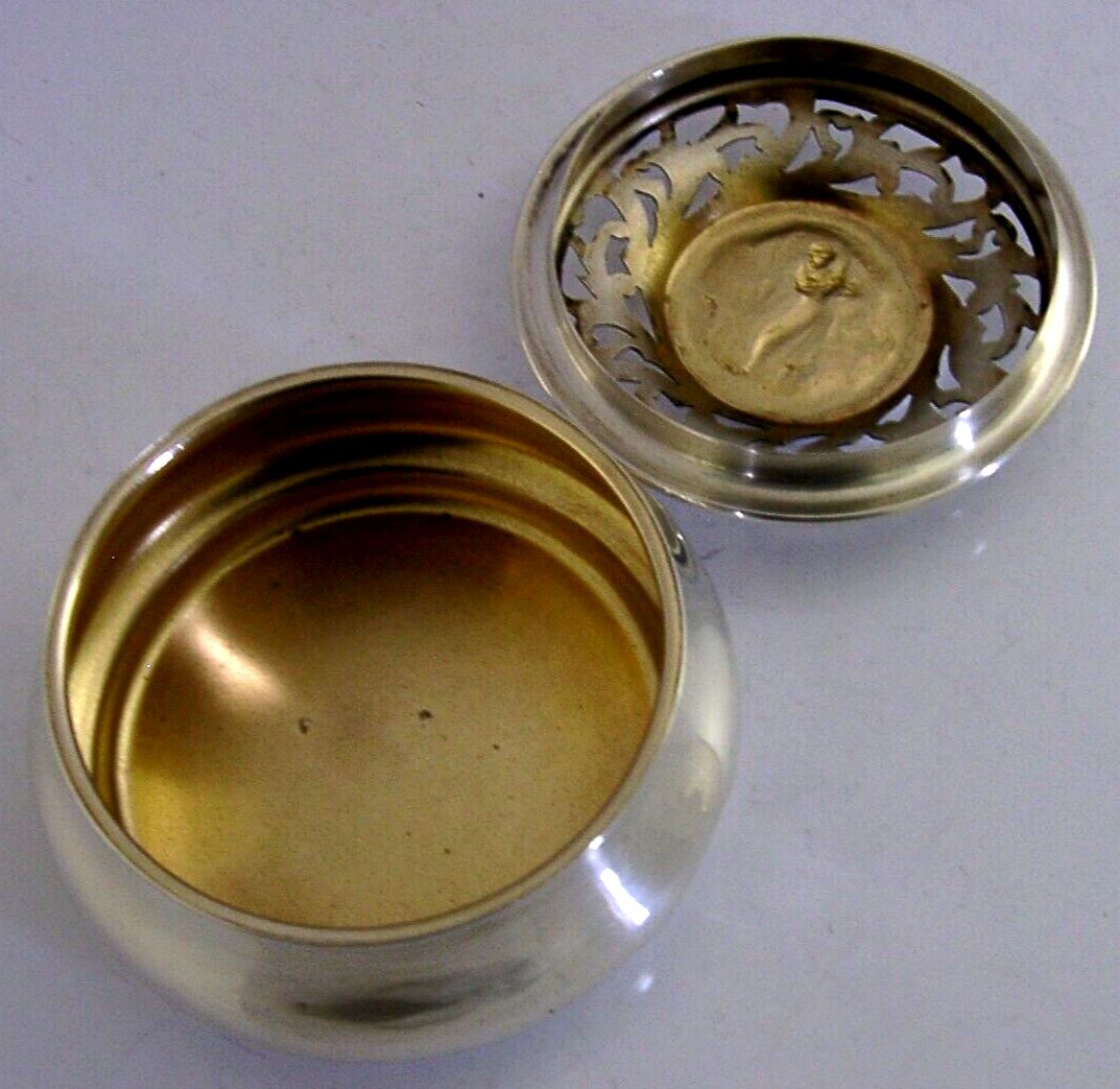 Zeldzame sterling zilveren lavendeldoos, 1904, antiek, dame golft photo Woonaccessoires