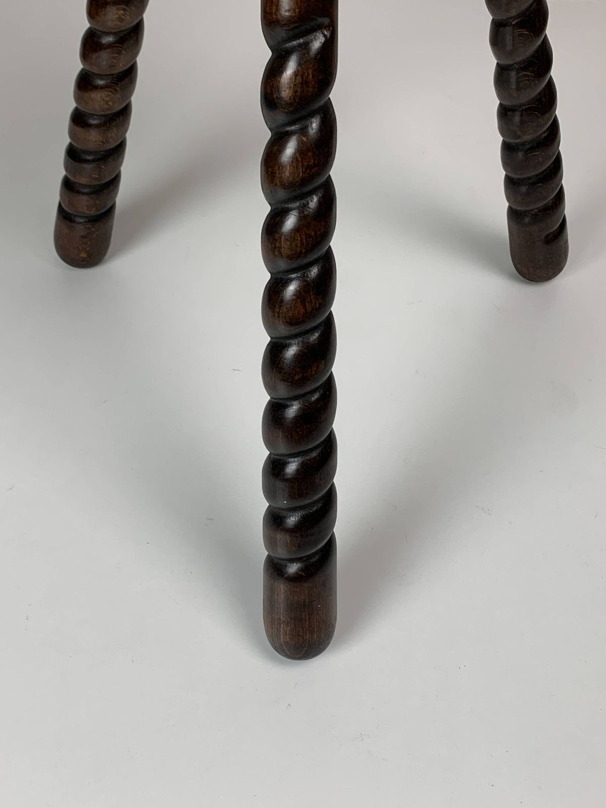 Pair Of 2 Midcentury Brutalist Modernist Wood Turned Stools, Ca 1950s photo vintage