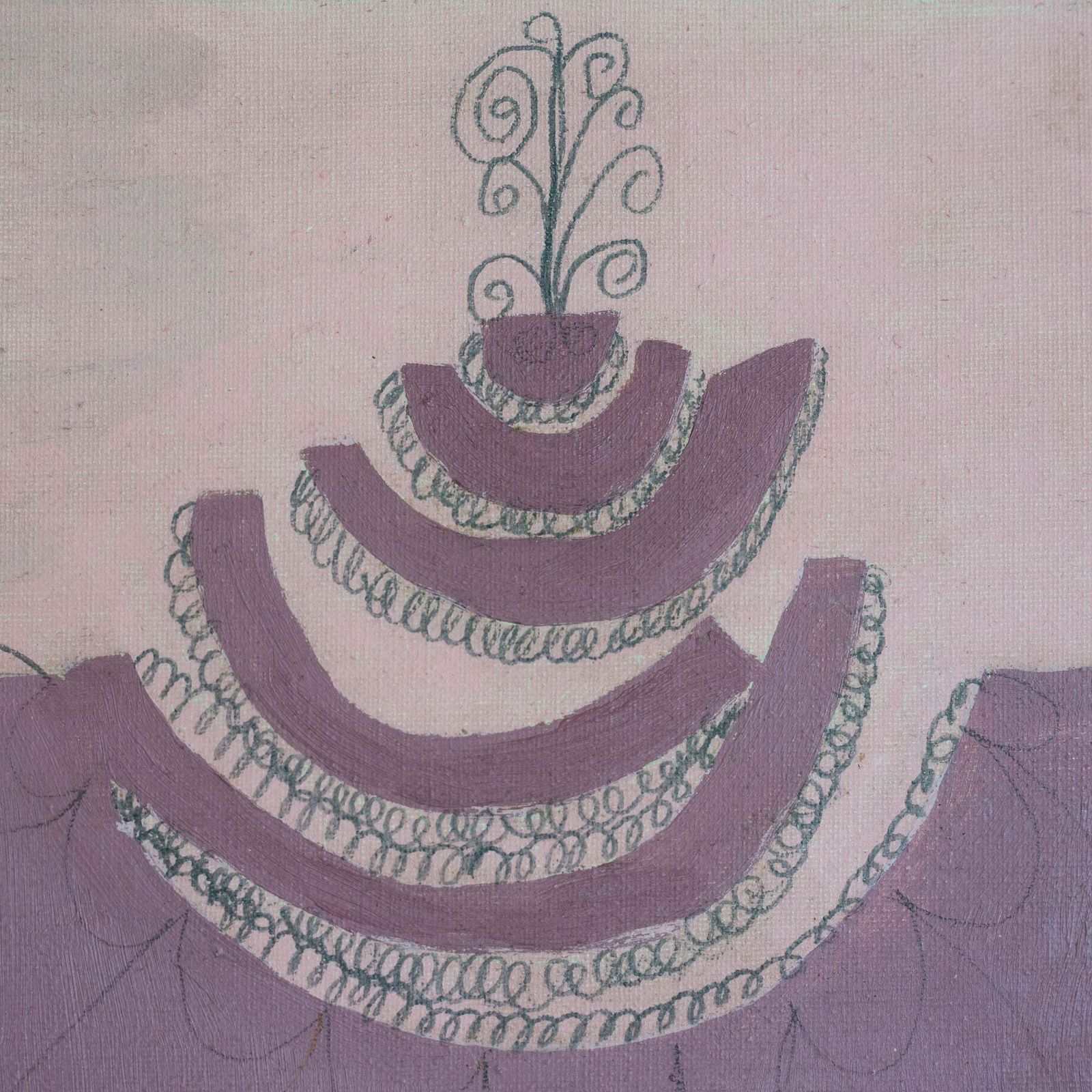 Abstract Floraal Landschap - Mid Century Olieverf op Doek photo Kunst