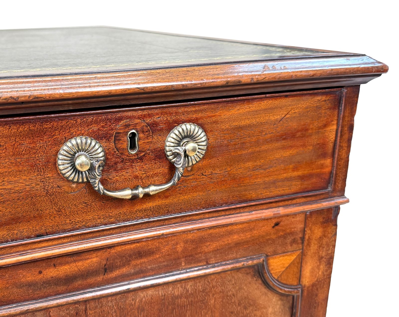 18th Century Georgian Mahogany Pedestal Partners Desk, Chippendale Period (England, Circa 1770) photo vintage