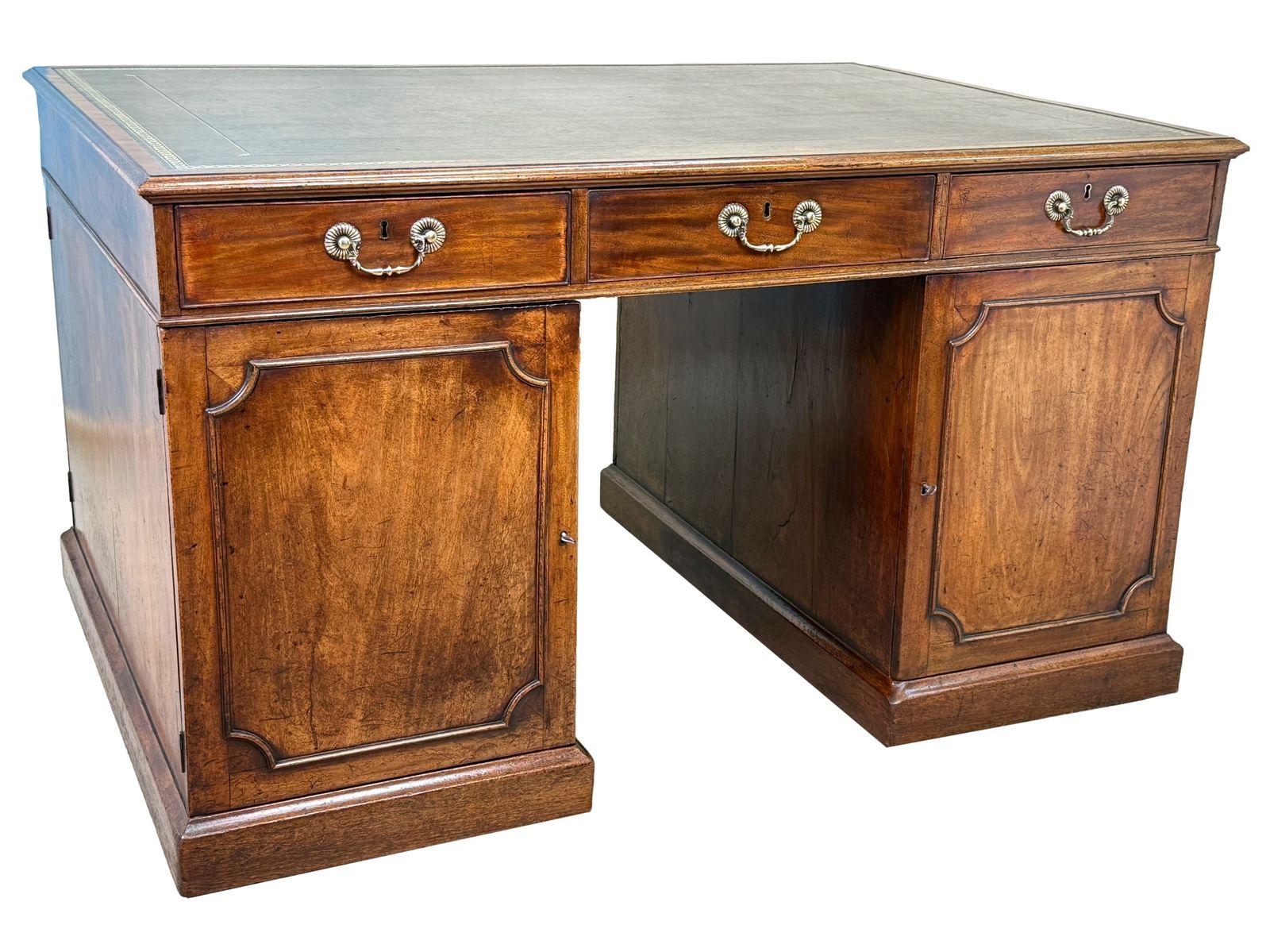 photo furniture 18e-eeuws Georgisch Mahonie Pedestal Partners Bureau, Chippendale Periode (Engeland, ca. 1770)