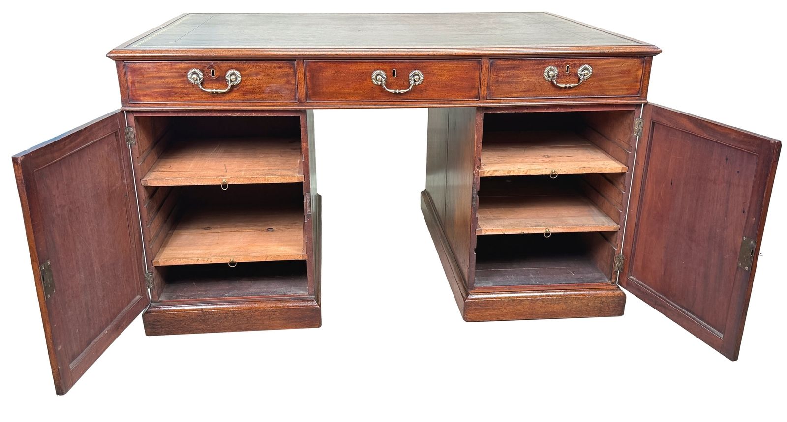 photo for sale 18th Century Georgian Mahogany Pedestal Partners Desk, Chippendale Period (England, Circa 1770)