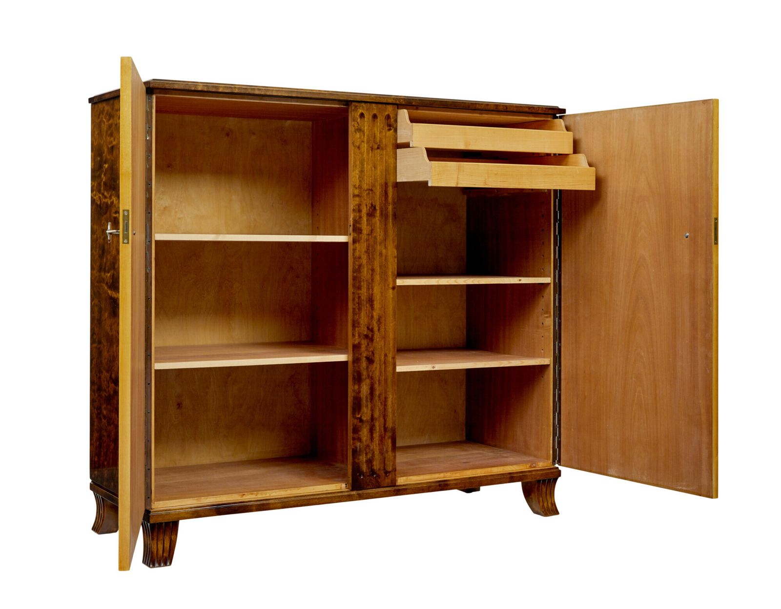 Furniture Scandinavian Art Deco Elm And Birch Inlaid Cabinet photo