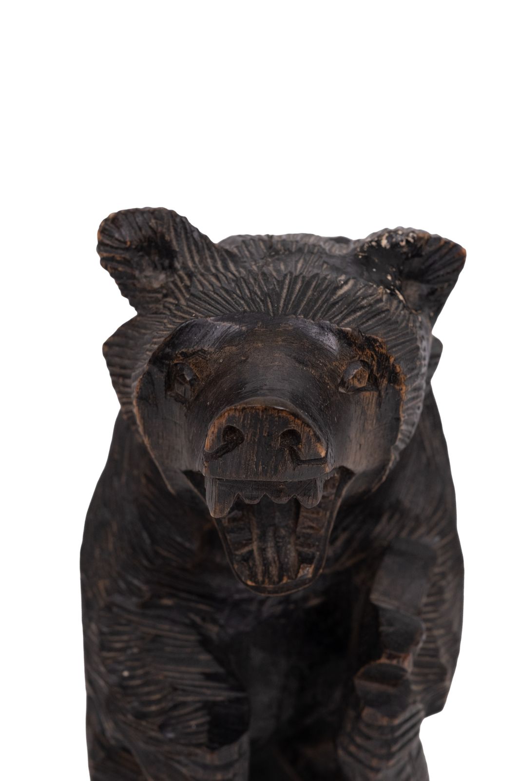 Home Decor Vintage Japanese Wood Carving Of Ainu Bear Holding Fish Japan photo
