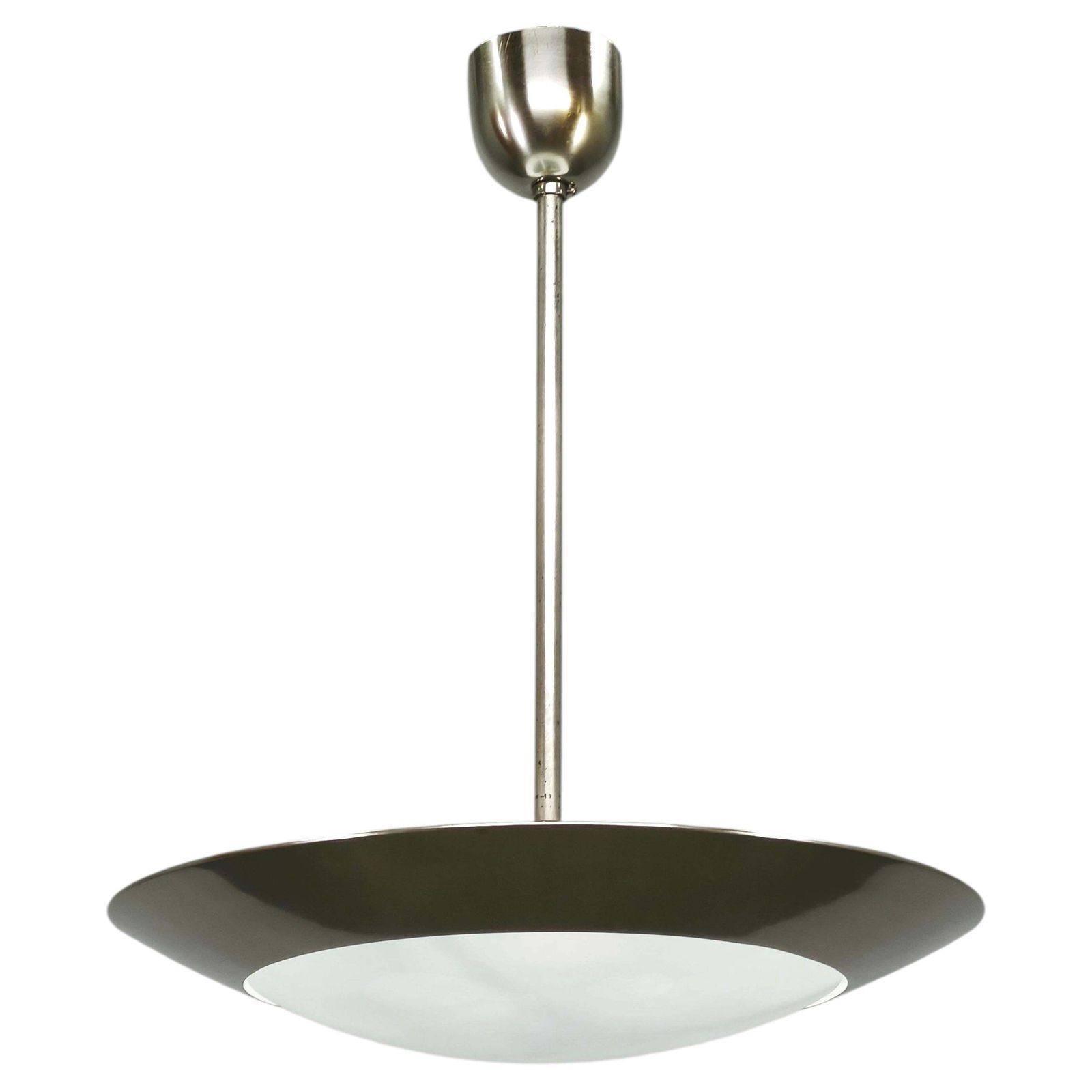 Suspension Bauhaus en chrome et verre, Tchécoslovaquie, années 1930