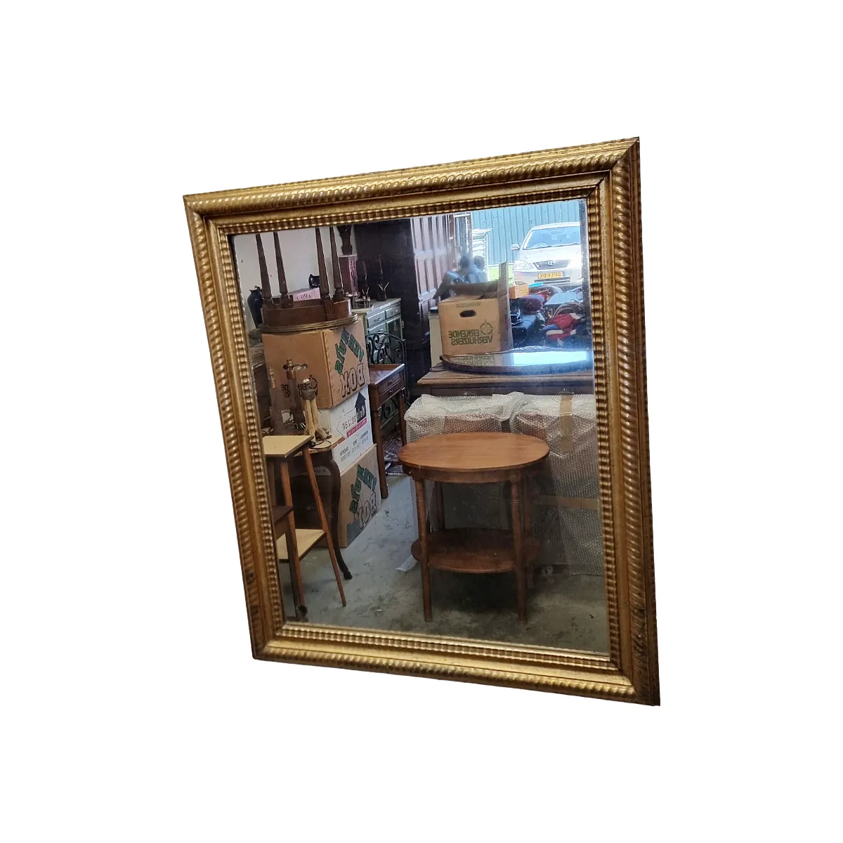 Miroir d'époque français à cadre ondulé doré, fin XIXe siècle photo for sale