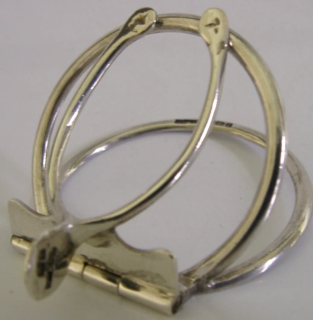 Porte-menu d'époque en argent massif sterling, forme de bréchet porte-bonheur, Birmingham 1905