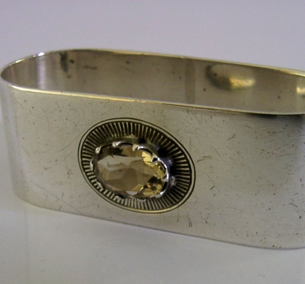Arts & Crafts sterling zilveren servetring met citrien 1937 antiek photo furniture