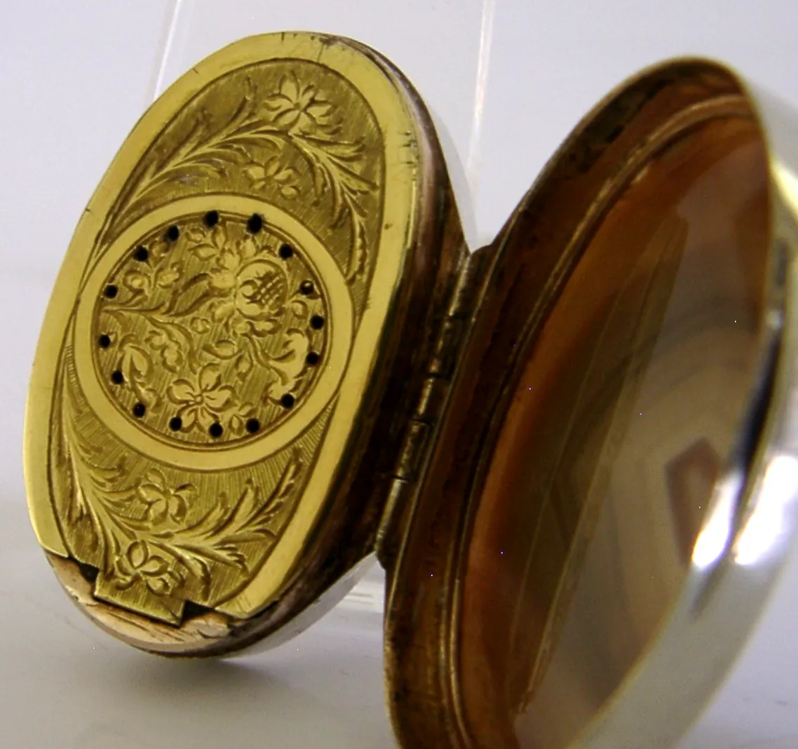 Boîte à vinaigrette d'époque georgienne en argent sterling et agate, 1801