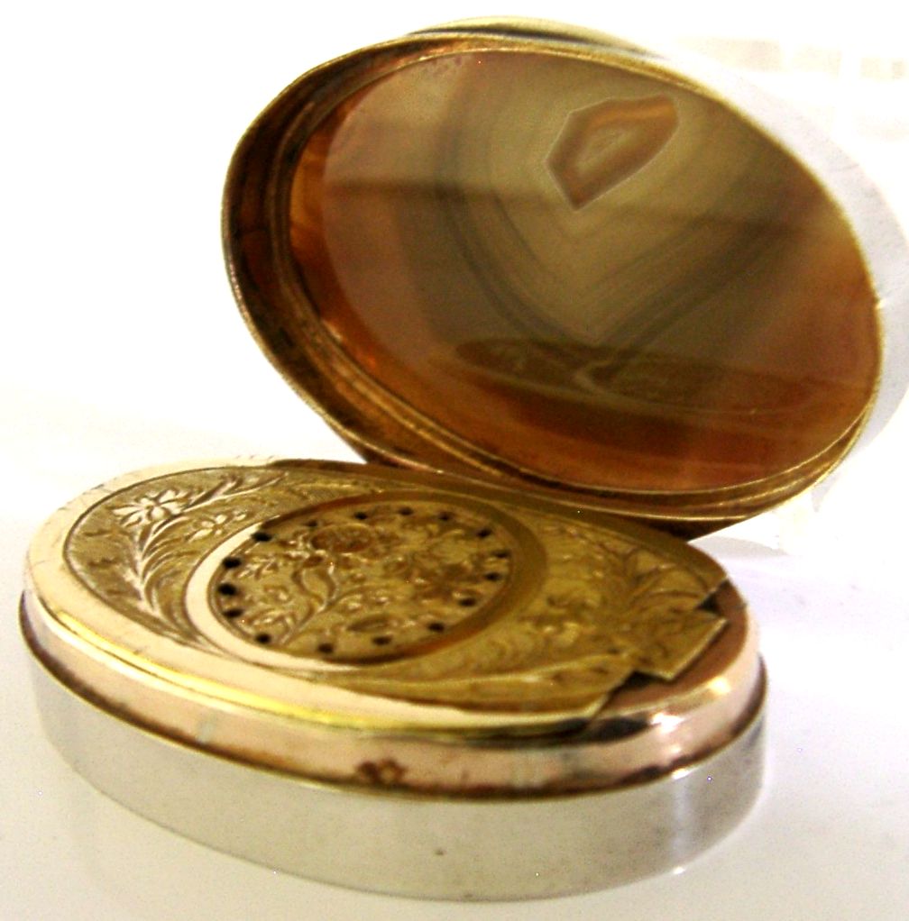 Boîte à vinaigrette d'époque georgienne en argent sterling et agate, 1801 photo Décoration