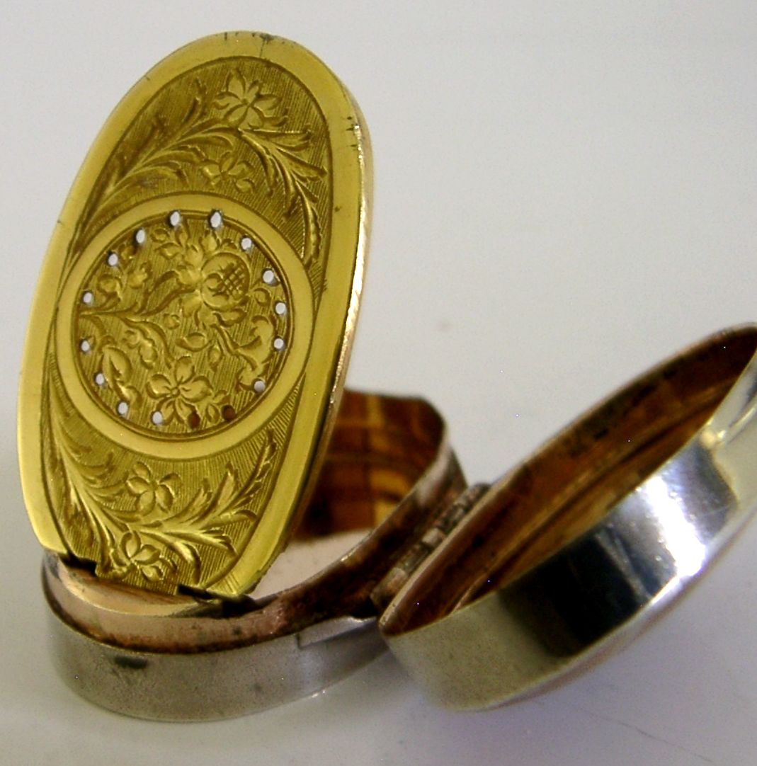 Boîte à vinaigrette d'époque georgienne en argent sterling et agate, 1801 photo vintage