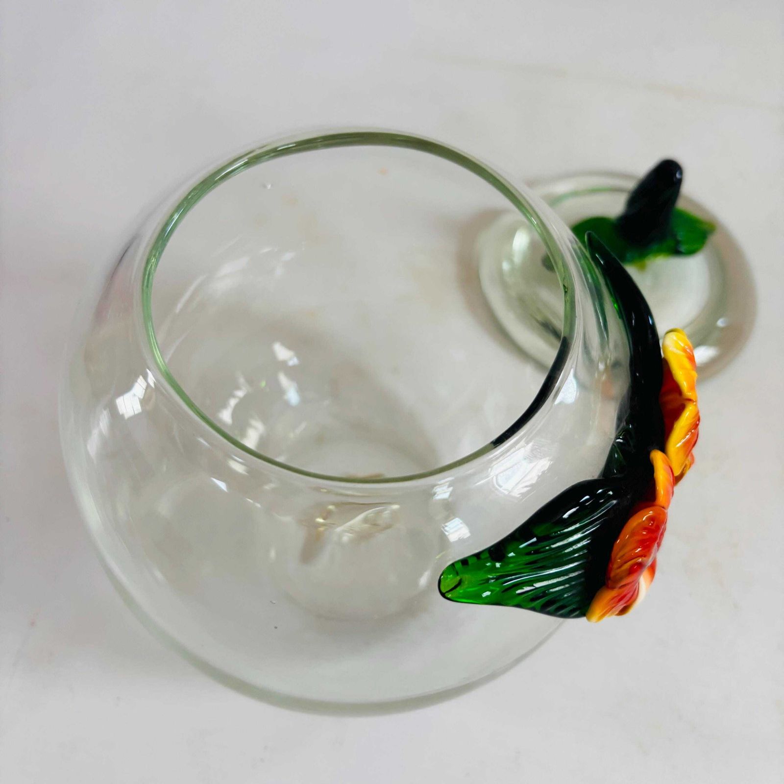 photo buy Grande bonbonnière et pot à confiture en verre d'art soufflé à la main, style Murano, années 1970, fleurs en relief 3D (21 cm)