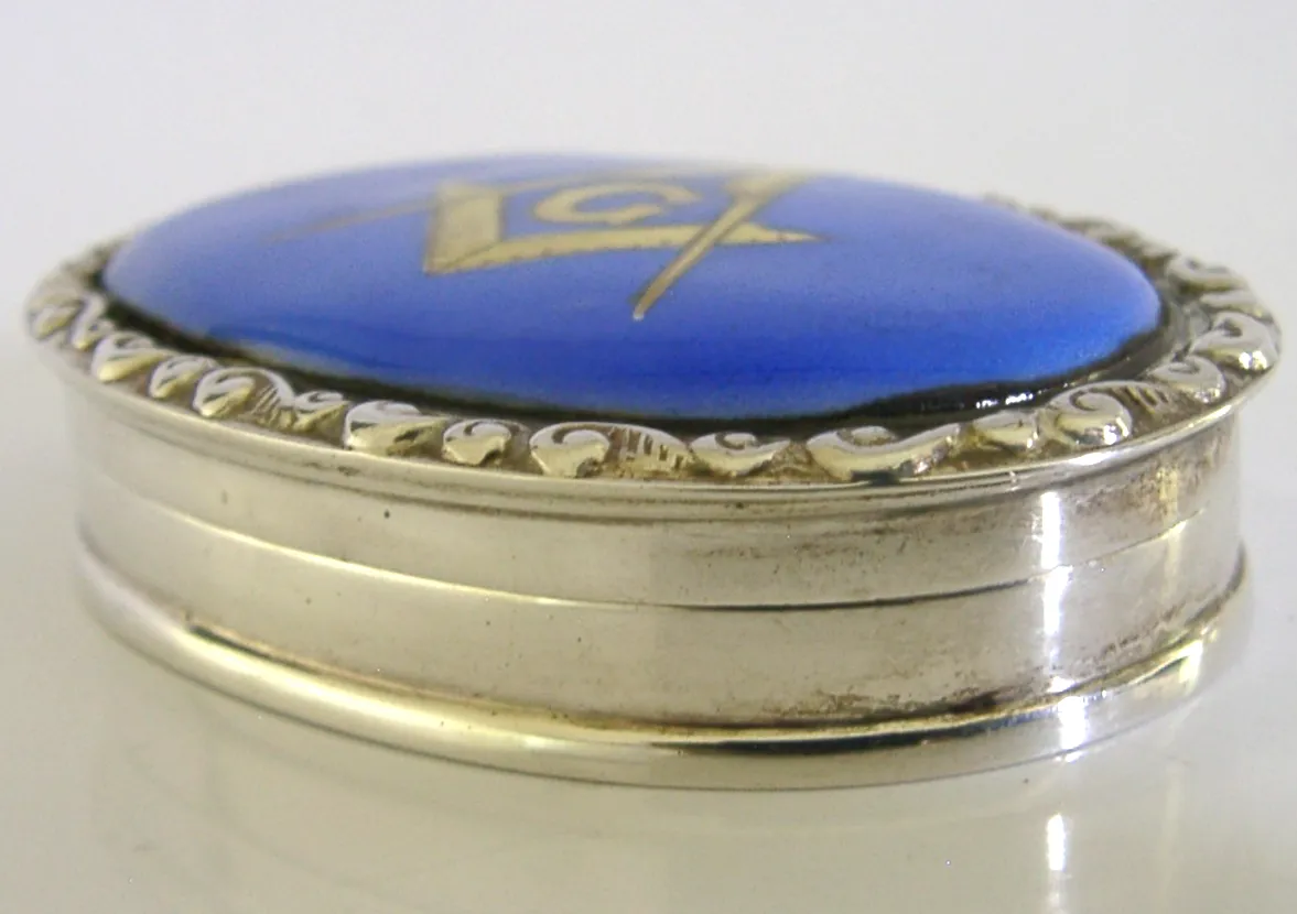 Boîte maçonnique en argent sterling et émail, vers 1990, 45 g photo Décoration