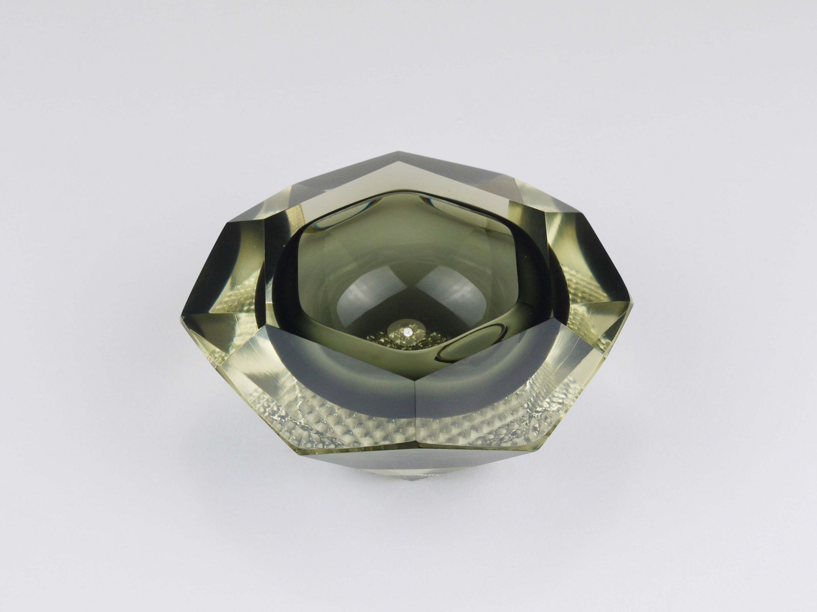 Mandruzzato Sommerso Faceted Diamond Caviar Bowl, Murano Glass, Italy, jaren 1960 photo vintage
