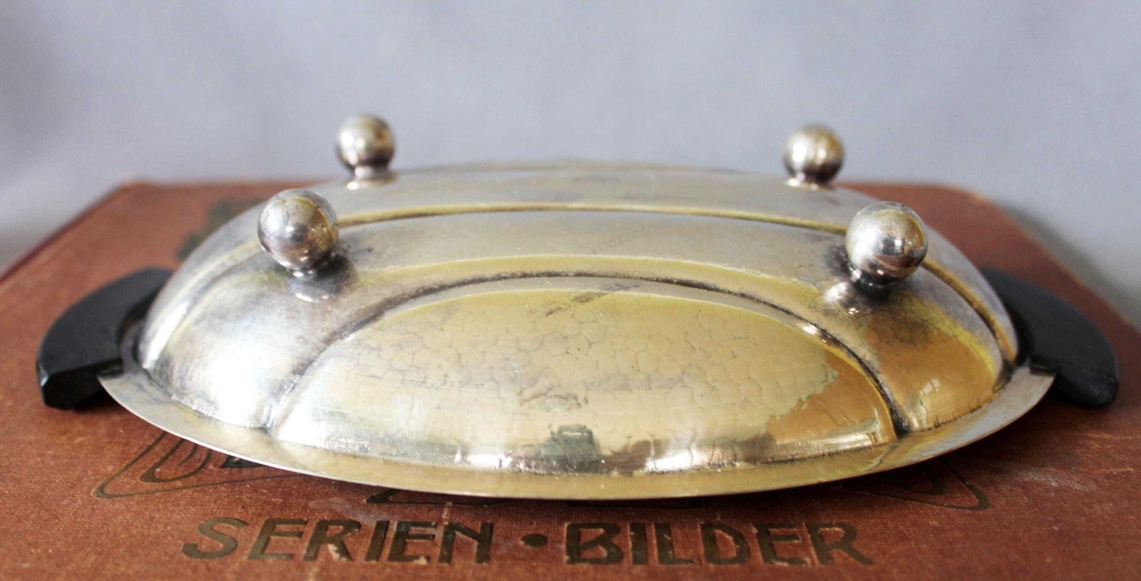 Art Deco Silver Plate Hammered Bowl, German Hoka Weissmetall Mit Feinsilberauflage, Germany, Ball Feet, Centerpiece, Trinket Bowl photo vintage