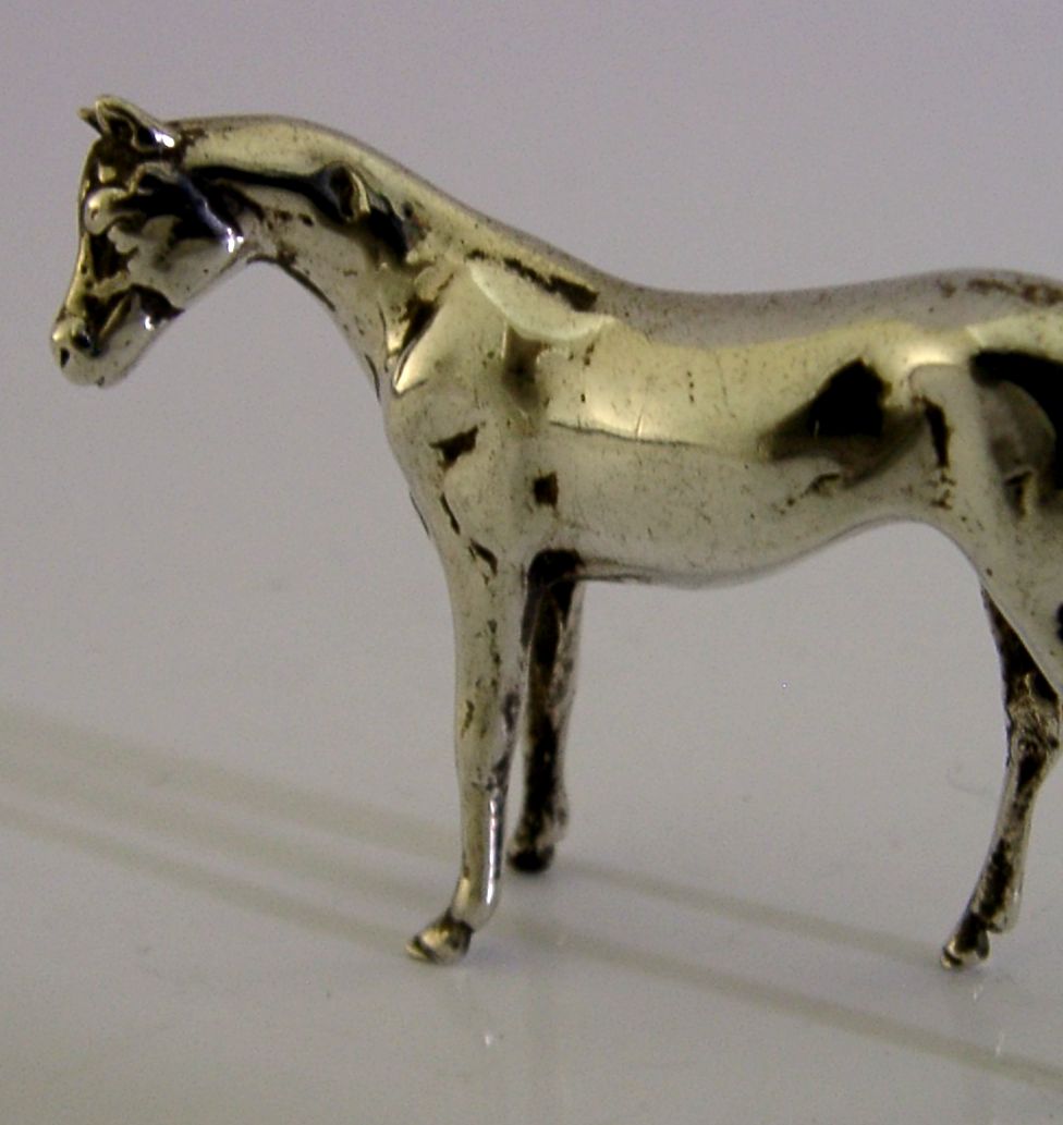 Massief sterling zilveren paardenbeeldje, 2,25 inch, begin 20e eeuw