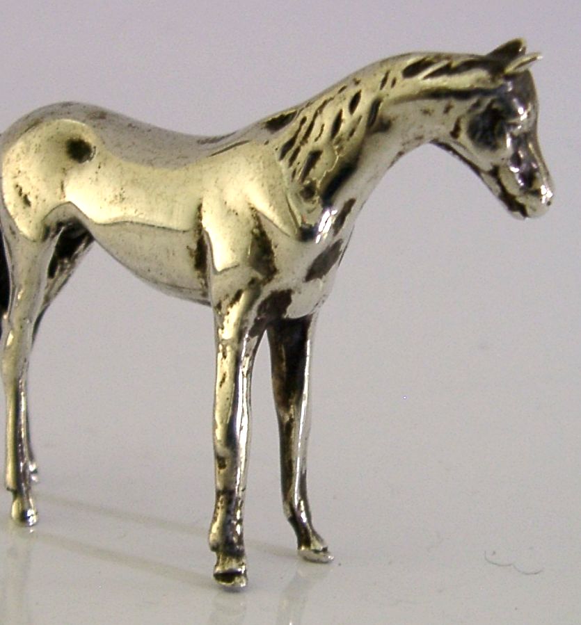 Massief sterling zilveren paardenbeeldje, 2,25 inch, begin 20e eeuw photo 170.0
