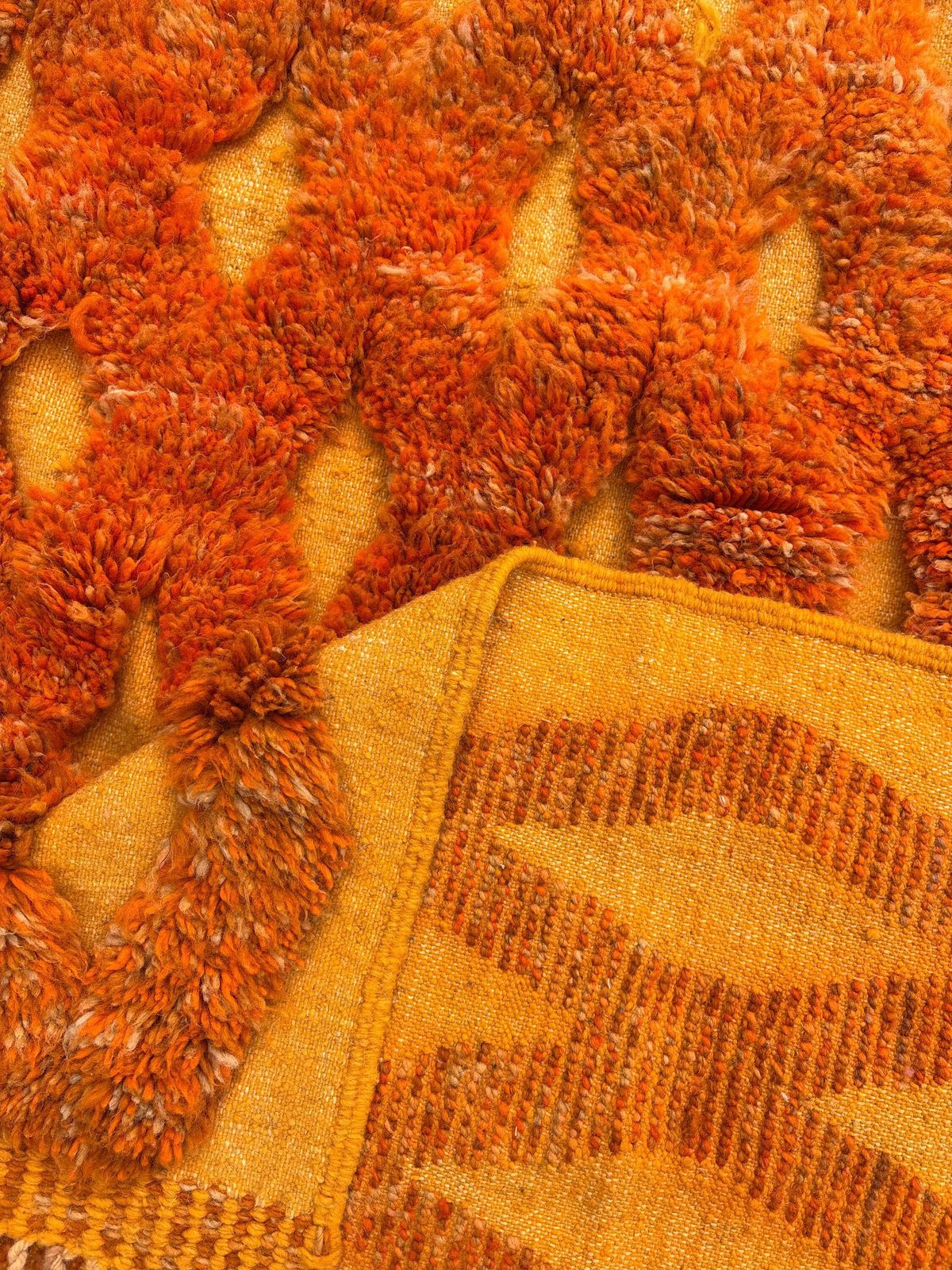 Oranje Marokkaans vloerkleed 200x300 cm, authentiek Marokkaans vloerkleed, Berber tapijt, wollen vloerkleed, handgemaakt vloerkleed, Beni Ourain stijl, vloerkleed photo 1164.0