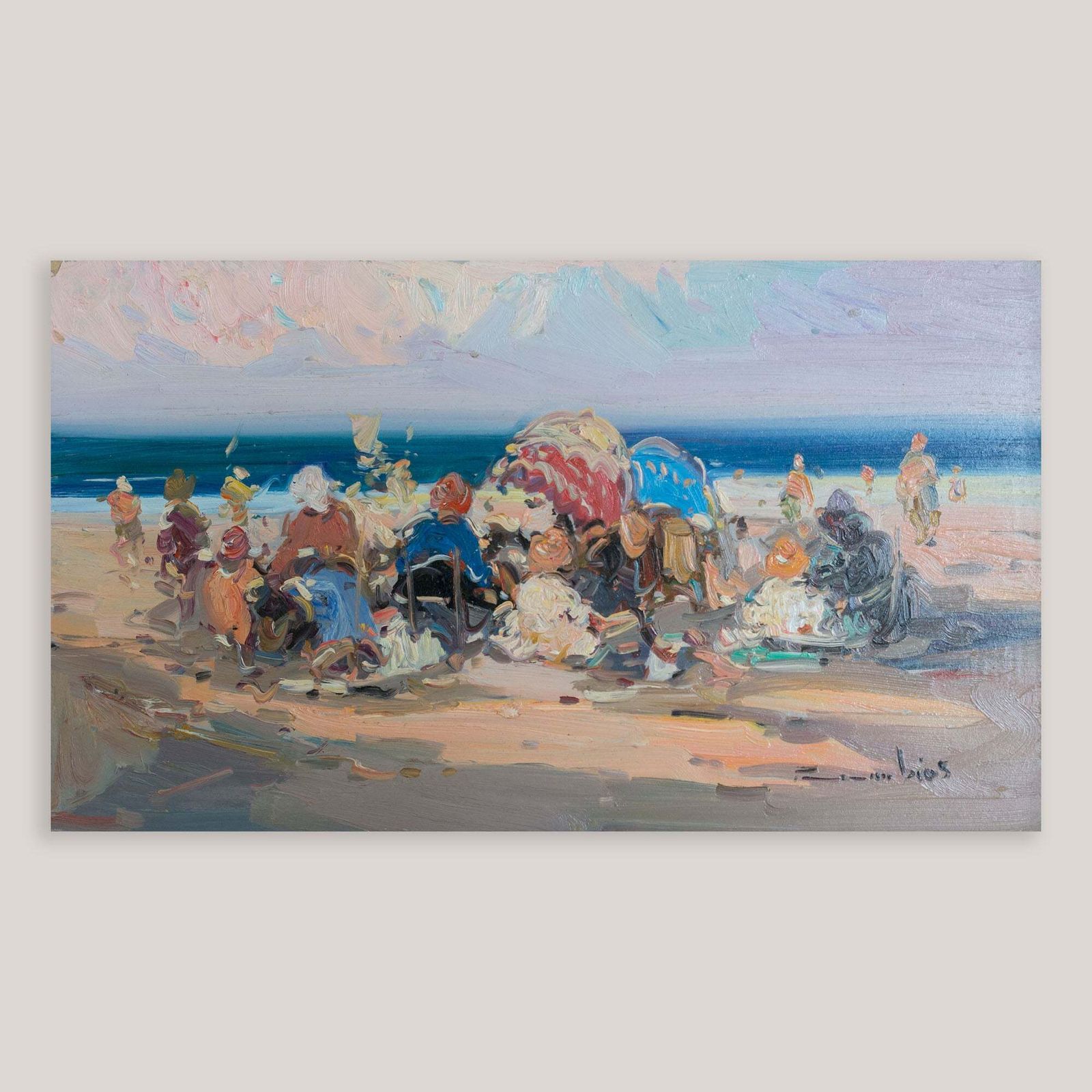 Twee impressionistische olieverfschilderijen op board, kust en landelijk landschap, gesigneerd (kunstenaar onbekend) photo buy