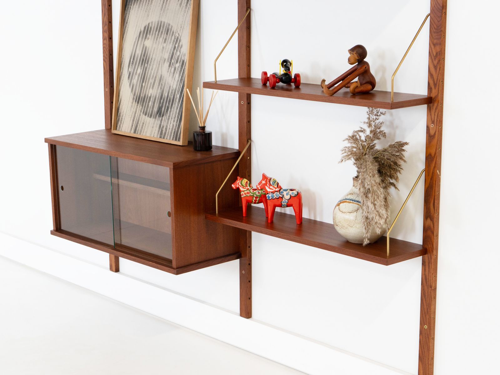 Teakhouten modulaire wandkast, Deens design, jaren 1960, gemaakt in Denemarken photo Meubels