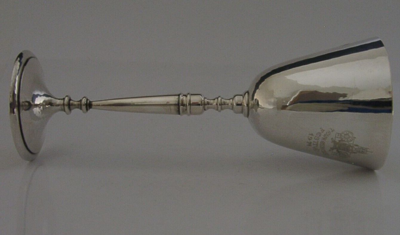 Heavy 140g Arts & Crafts Tewkesbury Sterling Silver Wine Goblet 1971 Barware photo buy