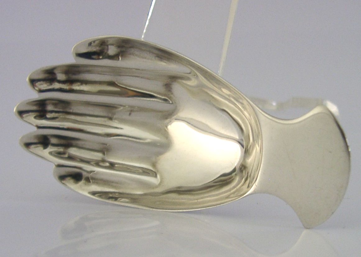 Novelty Asprey English Sterling Silver Hand Tea Caddy Spoon 1991