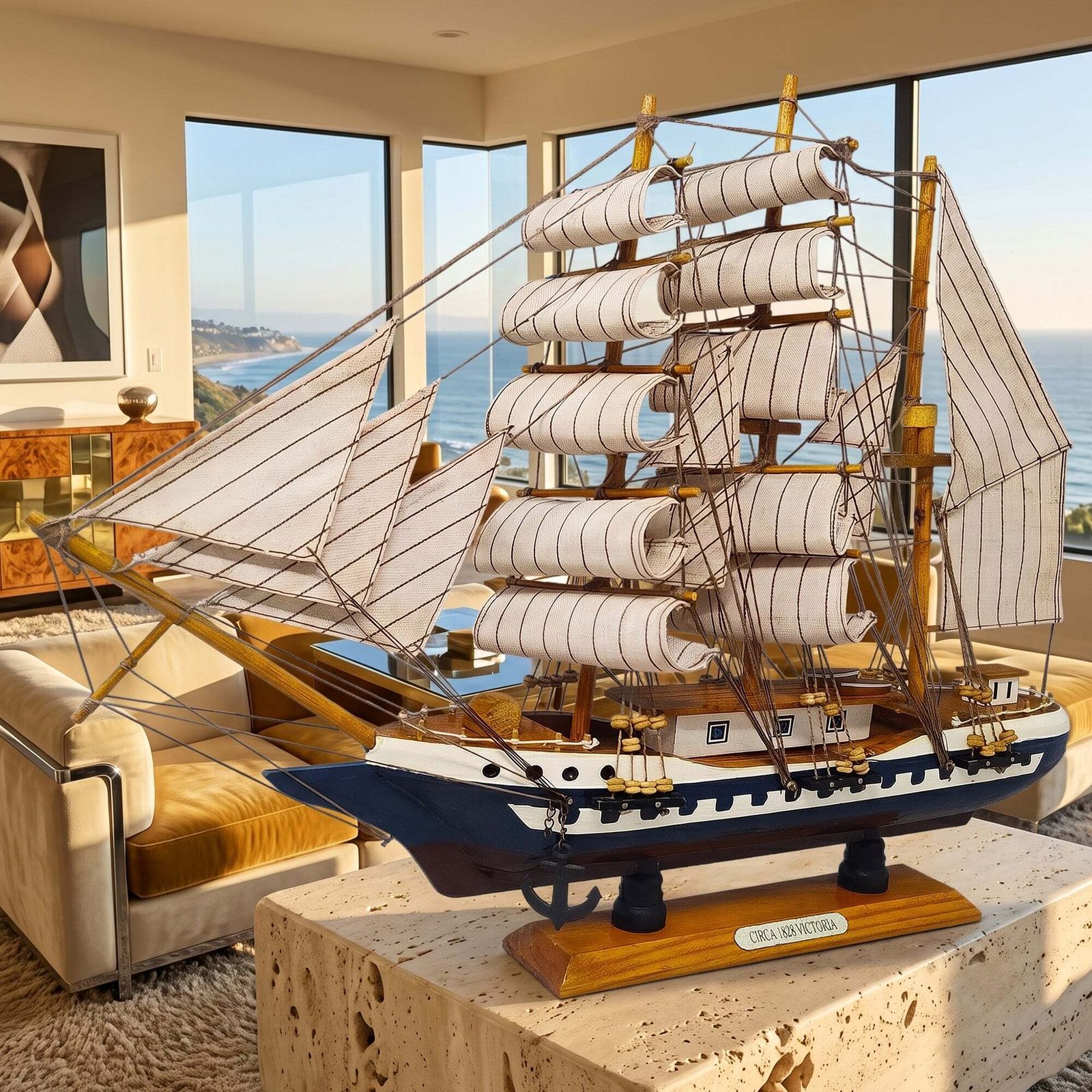 Jaren 1970 "Circa Victoria 1828" scheepsmodel. Made In England photo for sale