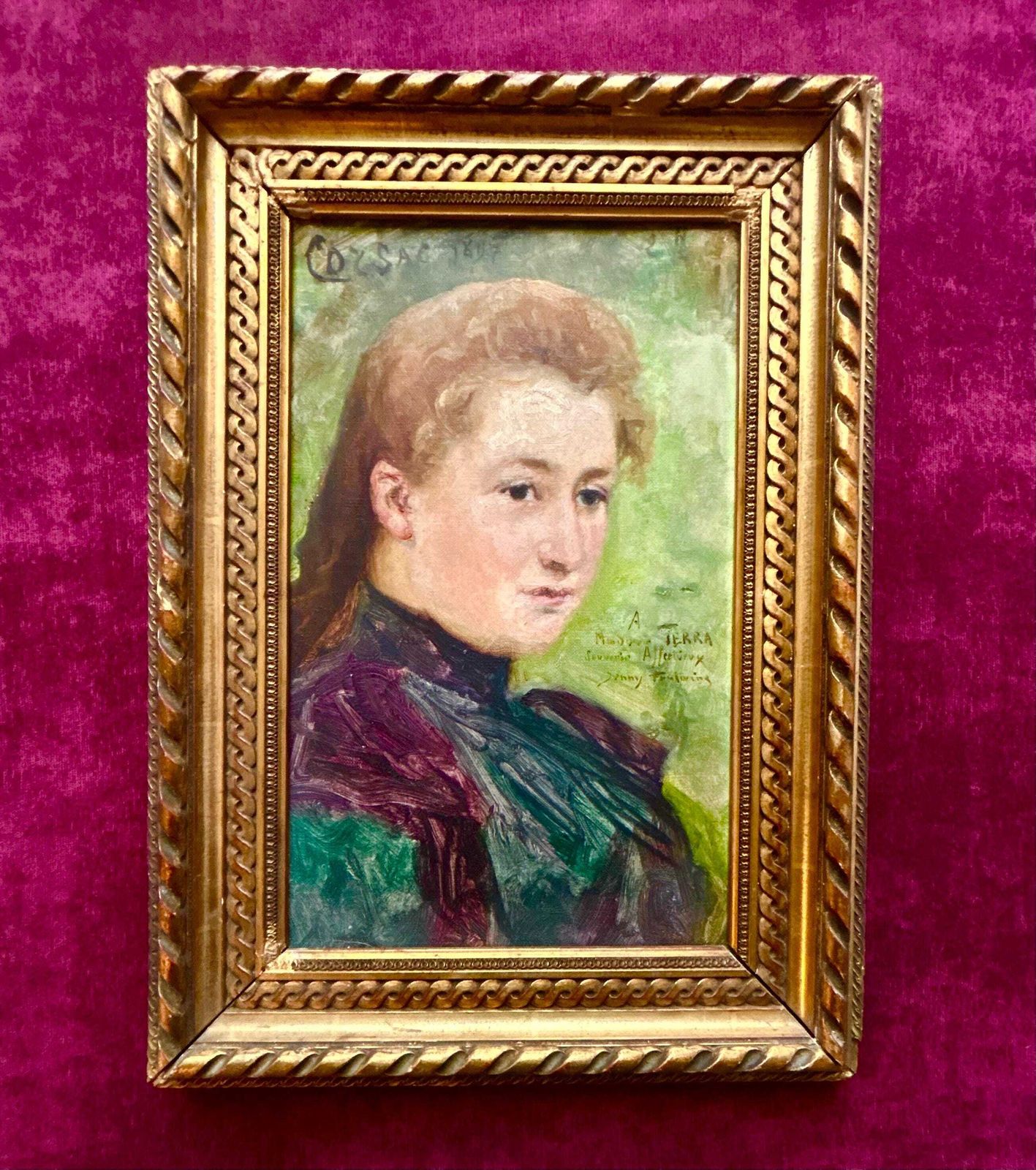 Frans schilderij ca. jaren 1890, Jenny Fontaine (1862 1938), olieverf op doek, vrouwenportret, portrettist, Parijse dame