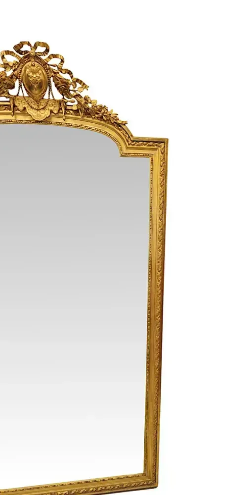 A Fabulous Tall 19th Century Giltwood Hall Or Dressing Mirror With Original Bevelled Glass photo 5951.0
