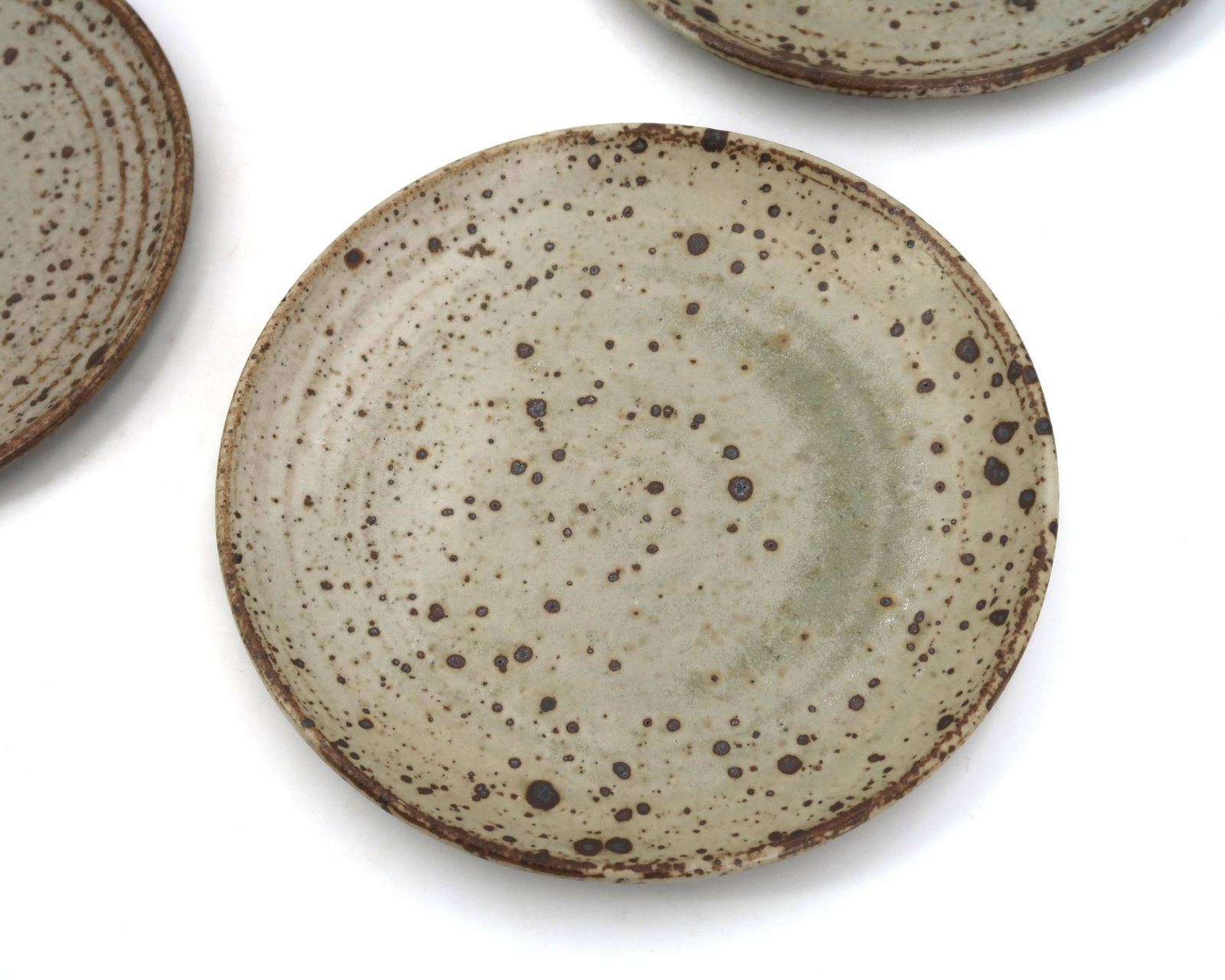 Dessert Plates In Pyrite Stoneware By Gustave Tiffoche, Ceramic From The 1970s. photo for sale