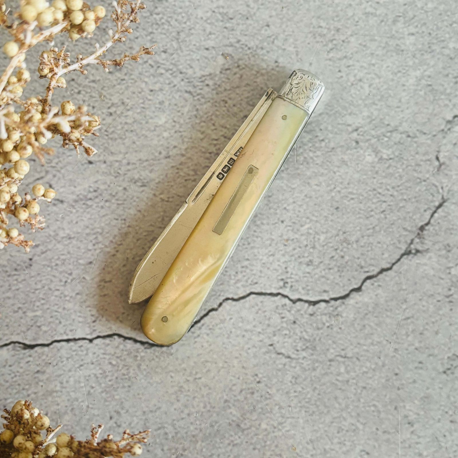 photo furniture Silver And Mother Of Pearl Folding Fruit Knife 1914