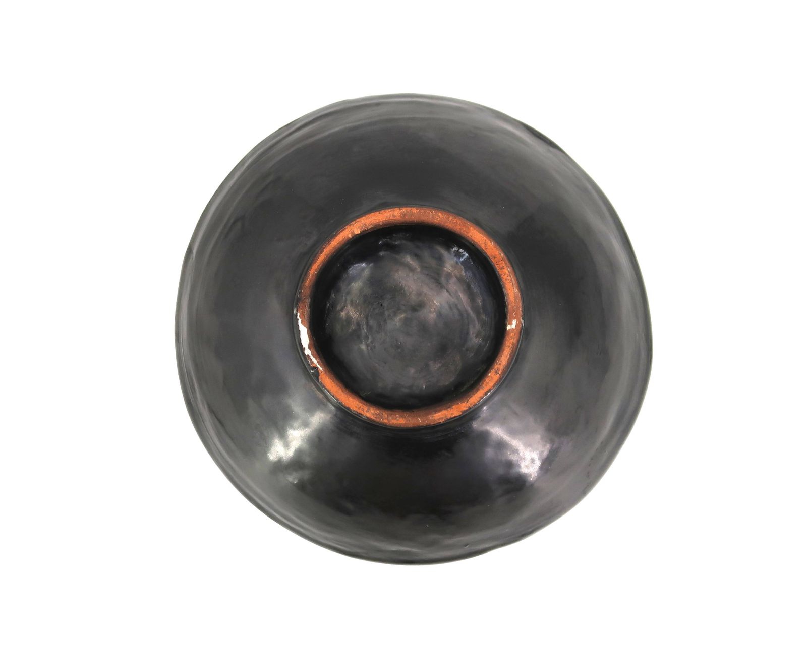 Vide-poche en céramique mexicaine orange et noir, motif soleil à visage, années 1970 photo vinterior