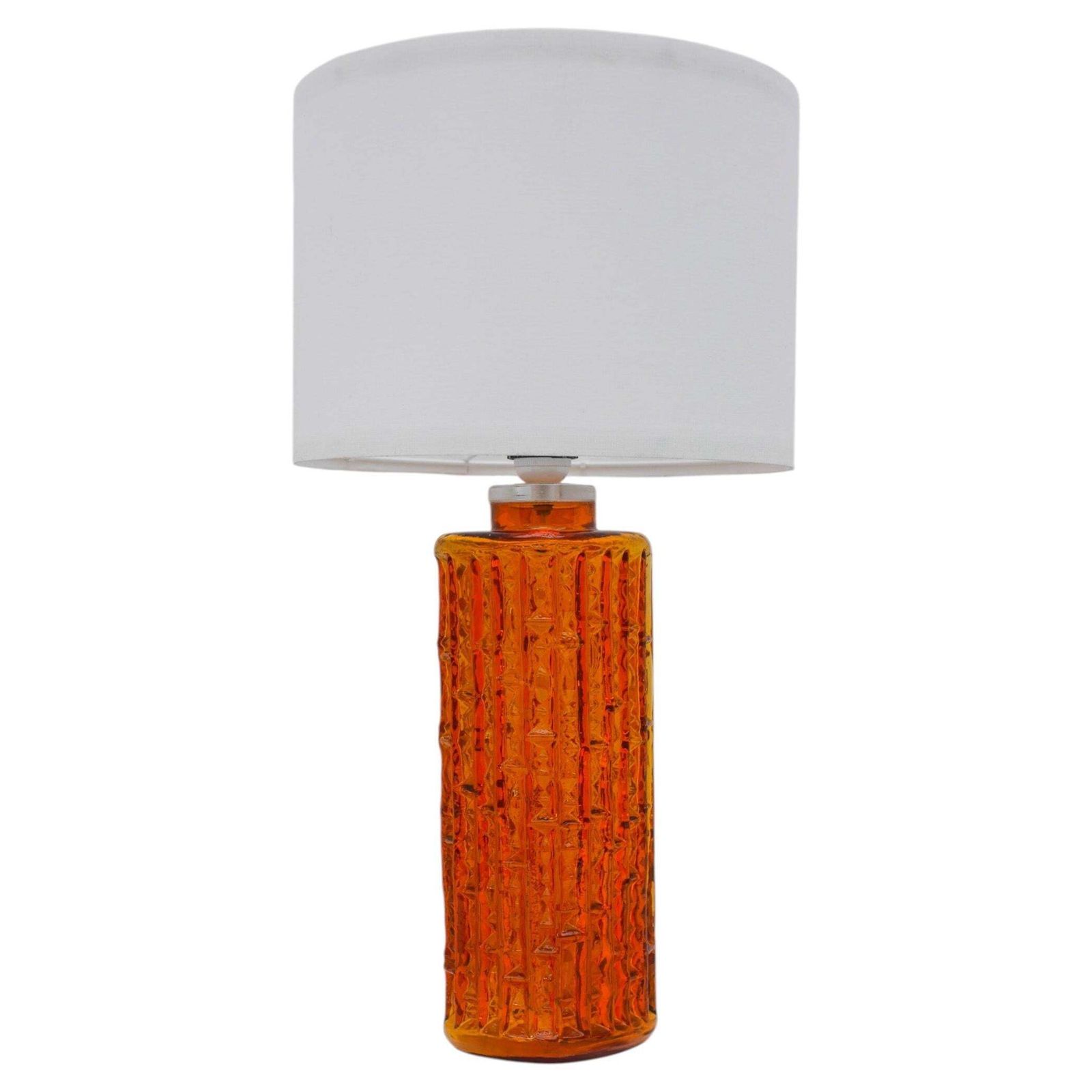 Grand Orange Glass Table Lamp. By Gustav Leek For Orrefors, Sweden